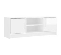 vidaXL Meuble TV Blanc Brillant 102x30x37,5 cm Bois d'ingénierie, Support TV, Armoire média, Armoire HiFi, unité TV, Meuble multimédia, Meuble latéral