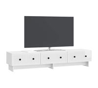 vidaXL Meuble TV Blanc Brillant 147 x 34,5 x 30 cm Bois d'ingénierie, Salon, Meuble de Rangement Vintage, Cabinet rectangulaire spacieux, unité multimédia Moderne, Meuble TV décoratif