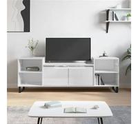 vidaXL Meuble TV Blanc brillant 160x35x55 cm Bois d'ingénierie831350 Blanc G
