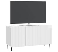 vidaXL Meuble TV Blanc Brillant 99 x 34,5 x 52 cm Bois d'ingénierie, Meuble TV rectangulaire, étagères Modernes, Organisateur Pratique, Affichage Tendance, Rangement Malin