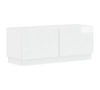 vidaXL Meuble TV Blanc Brillant Bois d'ingénierie, Meuble TV Moderne, Bois Composite résistant à l'humidité, Rangement Compact pour Salon et Organisation à Domicile