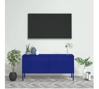 Vidaxl Meuble Tv Bleu Marine 105x35x50 Cm Acier Bleu