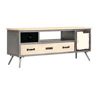 vidaXL Meuble TV Bois de manguier massif et acier 120 x 30 x 45 cm