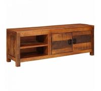 VidaXL Meuble TV bois de manguier massif Marron 110x30x40 cm - 2 étagères, 2 portes