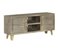 vidaXL Meuble TV Bois solide de manguier Gris avec laiton 110x30x48 cm 246681