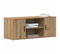 Meuble TV chêne artisanal - vidaXL - 100x35x40 cm - Bois d'ingénierie - 2 portes - 1 étagère - Assemblage requis