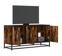 Vidaxl Meuble Tv Chêne Fumé 100x35x50 Cm Bois D'ingénierie Et Métal Multicolore