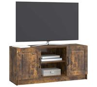 vidaXL Meuble TV Chêne fumé 102 x 34,5 x 47 cm Bois d'ingénierie, Buffet Moderne pour Salon, Design rectangulaire, Grand Rangement, Bois d'ingénierie, Portes à charnières et poignées en Arc