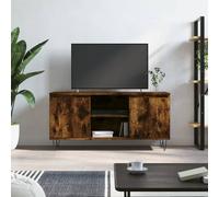 vidaXL Meuble TV, Armoire de Télévision avec 4 Compartiments et Pieds, Meuble Télé avec Rangement Salon Salle de Séjour, Chêne Fumé Bois d'Ingénierie