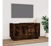 vidaXL Meuble TV 80x35x45 cm Chêne fumé Bois d'ingénierie avec 2 compartiments et portes Marron
