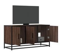 Vidaxl Meuble Tv Chêne Marron 100x35x50 Cm Bois D'ingénierie Et Métal Multicolore