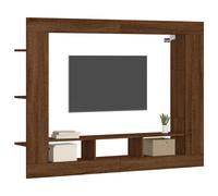 Meuble TV, Meuble de Télévision Suspendu avec Etagère Latérales, Meuble Multimédia Mural avec Rangement Salon, Moderne, Chêne Marron Bois