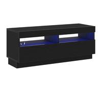 vidaXL Meuble TV Chêne Noir 100 x 35 x 40 cm Bois d'ingénierie, Meuble TV rectangulaire Moderne, Rangement Tendance avec LED, Console multimédia en Bois aggloméré, USB