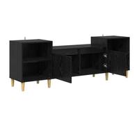 vidaXL Meuble TV Chêne Noir 160 x 35 x 55 cm Bois d'ingénierie, Organisateur de Salon Tendance, Meuble TV Rustique avec Portes, Centre de Divertissement en Bois Solide