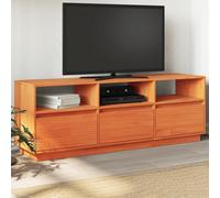 Meuble TV cire marron 140x37x50 cm bois pin massif, support TV, meuble multimédia, centre de divertissement, buffet 847122