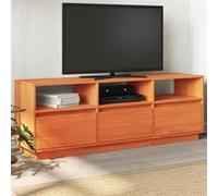 vidaXL Meuble TV cire marron 140x37x50 cm bois pin massif, support TV, meuble multimédia, centre de divertissement, buffet 847122 Marron G