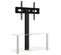 Vidaxl Meuble Tv D'angle 2 Niveaux Pour 32-70 Pouces Noir Argenté Noir