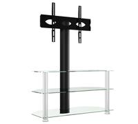 Vidaxl Meuble Tv D'angle 3 Niveaux Pour 32-70 Pouces Noir Et Argenté Multicolore
