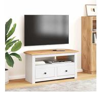 vidaXL Meuble TV d'angle Panama – blanc, pin assortiment, 93x49x49 cm