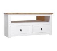 vidaXL Meuble TV d'Angle 93x49x49 cm Pin Solide Assortiment Panama Blanc - Blanc
