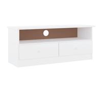 vidaXL Meuble TV et tiroirs Alta Blanc 100x35x41 cm Bois Massif de pin, Support TV, Buffet TV, Meuble HiFi, Banc TV, Meuble télé, Meuble multimédia