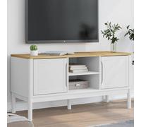 vidaXL Meuble TV FLORO blanc 114x43x55 cm bois massif de pin