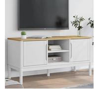 Vidaxl Meuble Tv Floro Blanc 114x43x55 Cm Bois Massif De Pin Blanc