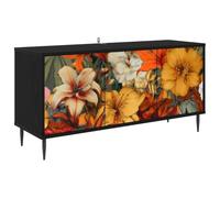 vidaXL Meuble TV GENNEP 102 x 33 x 51 cm Chêne Noir Bois d'ingénierie, Meuble TV rectangulaire Moderne, Rangement spacieux, Centre média stylé, mobilier en chêne Noir pour Votre Salon
