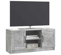 vidaXL Meuble TV Gris béton 102 x 34,5 x 47 cm Bois d'ingénierie, Buffet Moderne pour Salon, Design rectangulaire, Grand Rangement, Bois d'ingénierie, Portes à charnières et poignées en Arc