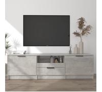 Meuble Tv Bois Contreplaqué 140x35x40 Cm Gris Béton Marron