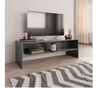vidaXL Meuble TV, Armoire de Télévision avec Compartiment, Meuble Télé de Salon Salle de Séjour Intérieur, Moderne, Gris Brillant Bois d’Ingénierie