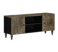 vidaXL Meuble TV gris clair 105x33,5x46 cm bois massif de manguier, banc TV, meuble hifi, centre de divertissement, buffet 4017792 Gris