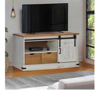 Meuble TV HALDEN avec porte coulissante blanc 110x40x60 cm Blanc G