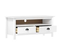 Vidaxl Meuble Tv Hill Range Blanc 110x40x47 Cm Bois De Pin Solide Blanc