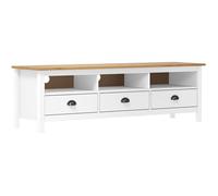 vidaXL Meuble TV Hill Range Bois de pin solide Blanc 158x40x47 cm