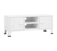 Vidaxl Meuble Tv Industriel Blanc 105x35x42 Cm Métal Blanc