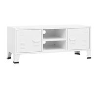 vidaXL Meuble TV Industriel Centre de Divertissement Armoire Basse Armoire Stéréo Salon Salle de Séjour Intérieur Blanc 105x35x42 cm Métal