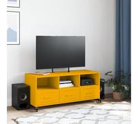 vidaXL Meuble TV Armoire avec tiroirs et étagères Jaune moutarde 100,5x39x43,5 cm Acier