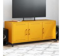 Vidaxl Meuble Tv Jaune Moutarde 100,5x39x43,5 Cm Acier Multicolore