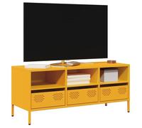 vidaXL Meuble TV Jaune moutarde 101,5x39x43,5 cm Acier laminé à froid