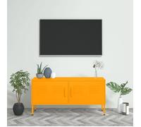 vidaXL Meuble TV Armoire basse centre de divertissement Acier 105x35x50 cm Jaune moutarde
