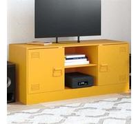 vidaXL Meuble TV Jaune Moutarde 99x39x44 cm Acier, Banc TV, Meuble télé, Meuble multimédia, Buffet TV, Meuble HiFi, Centre de Divertissement