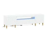 vidaXL Meuble TV LED blanc en bois d'ingénierie