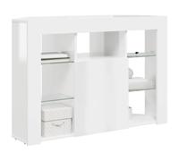 Meuble TV d'angle LED - vidaXL - Blanc brillant - 100x40x68 cm - Bois d'ingénierie - 4 étagères - Montage mural