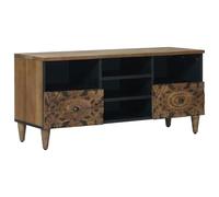 vidaXL Meuble TV Marron 100 x 33,5 x 46 cm Bois de Mangue Massif, Salon, Rectangulaire, Meubles Modernes pour Un Espace Efficace et du Confort, pour des Moments en Famille et de détente