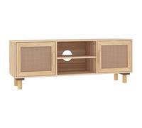 vidaXL Meuble TV Marron 105x30x40 cm Bois de pin massif Rotin naturel