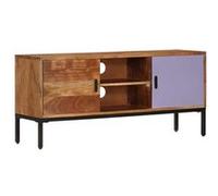 Meuble TV Marron Miel et Gris 110x30x50 cm Bois Massif d'Acacia Salon vidaXL