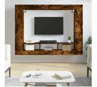 vidaXL Meuble TV suspendu 833727 – étagères latérales, chêne fumé, bois d'ingénierie