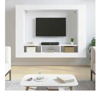 vidaXL Meuble TV, Meuble de Télévision Suspendu avec Étagère Latérales, Meuble Multimédia Mural avec Rangement Salon, 833722
