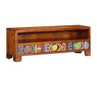 vidaXL Meuble TV Multicolore 110x30x40 Bois d'acacia Massif, Support TV, Buffet TV, Meuble multimédia, Banc TV, Meuble HiFi, Centre de Divertissement